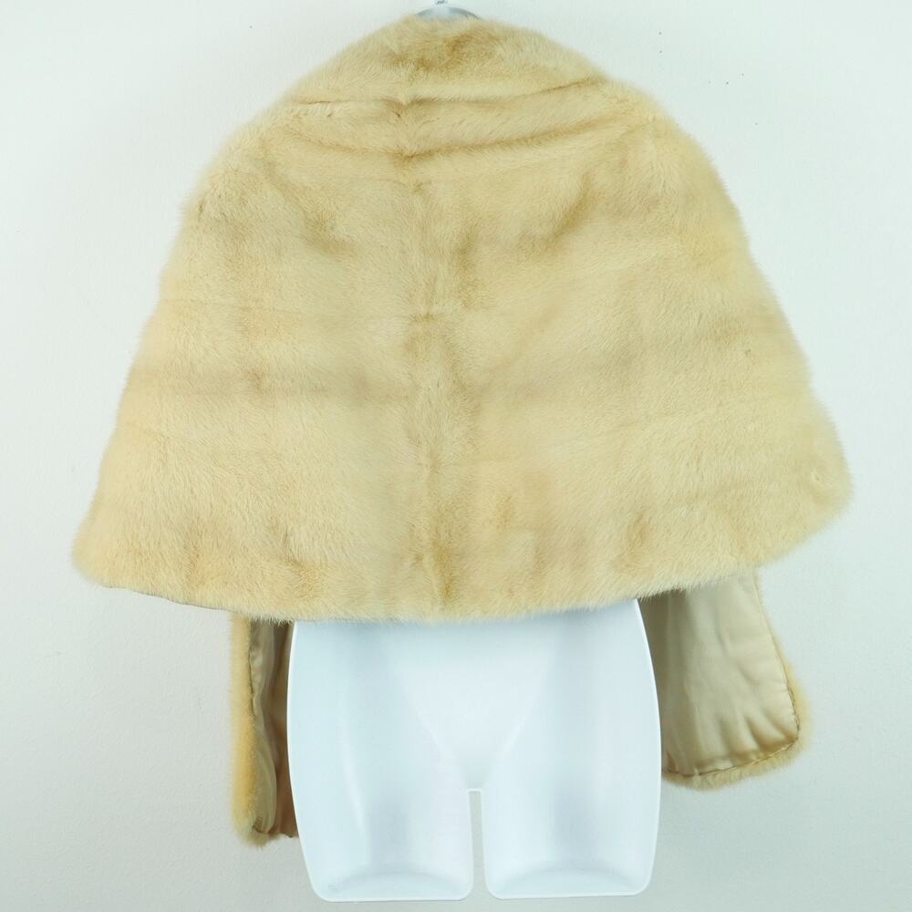 Vintage Blonde Mink Stole‎ Fur Wrap Hollywood Glam Long 28"x28" Evening Shawl - Picture 2 of 11